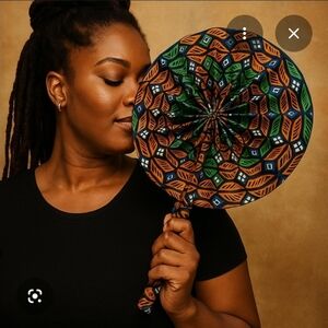 Ankara African Print Hand Fans Comes With Case